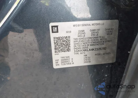 2019 GMC Acadia Sle-1 z USA, uszkodzony, nr VIN 1GKKNKLA4KZ226782